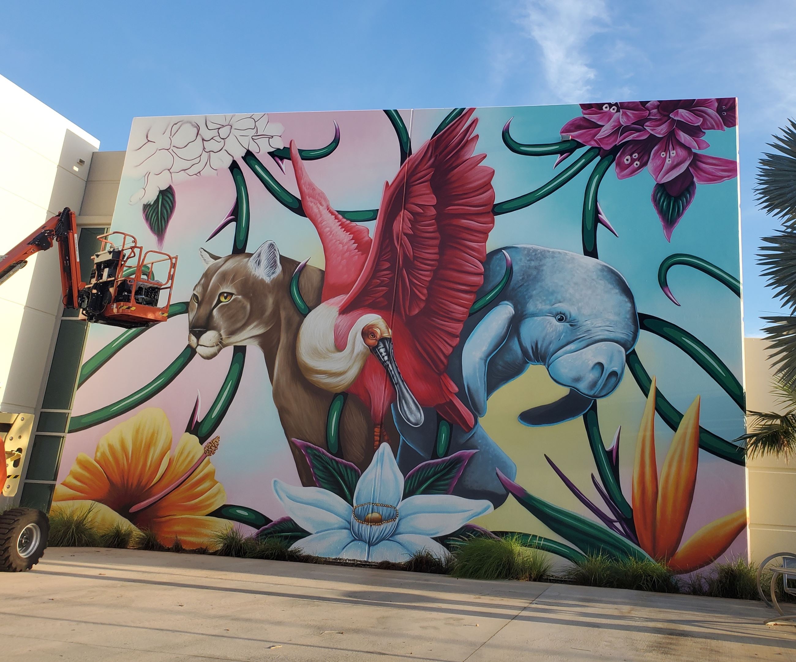 Picture of progression of mural almost complete