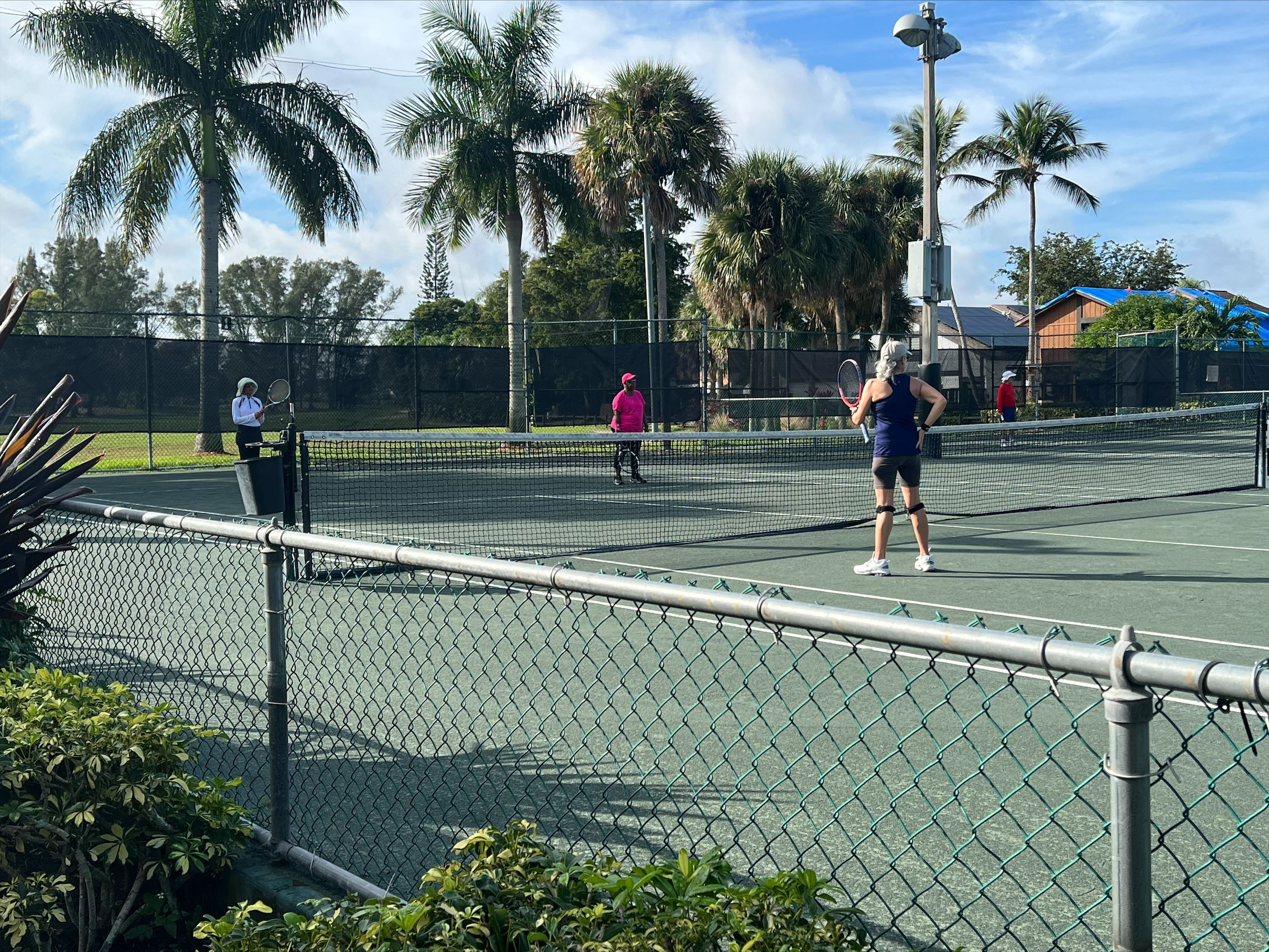Active tennis players on court