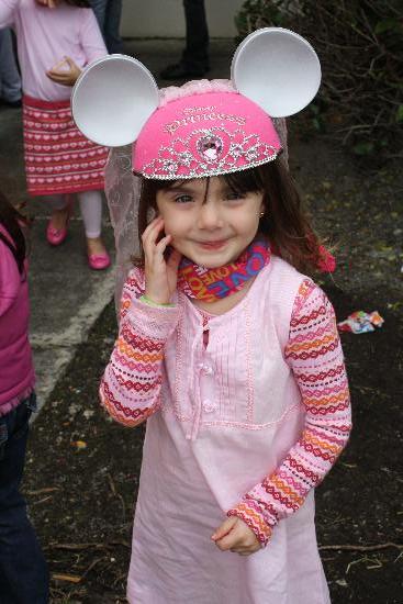 Girl wearing a pink hat with ears